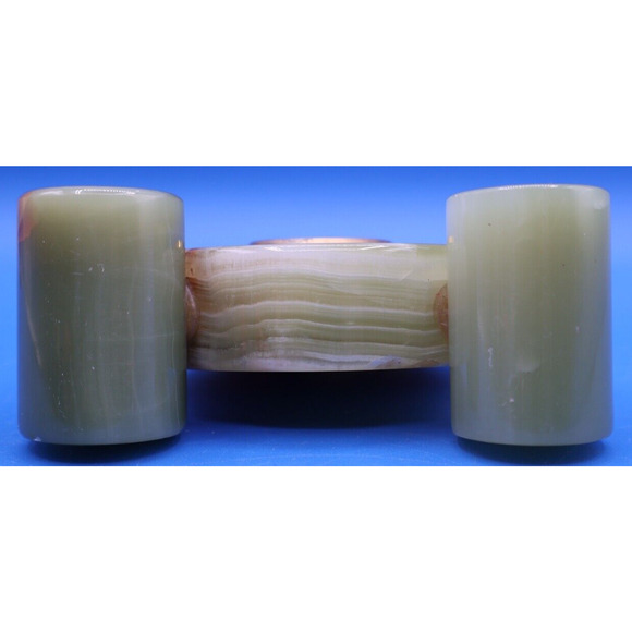 Quartz Green Onyx Marble Mantle Clock Vintage - Picture 6 of 8